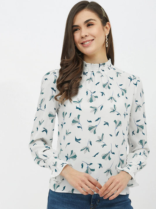 Women White Printed Top