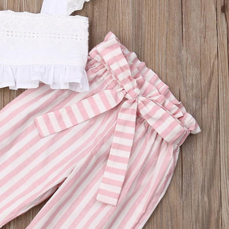 Eyelet Ruffle Top and striped pant set