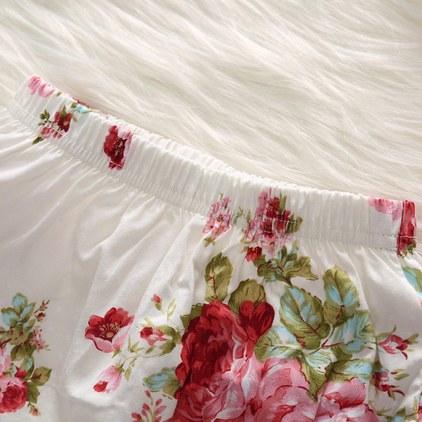 Flower Printed Bloomer Set With Bow