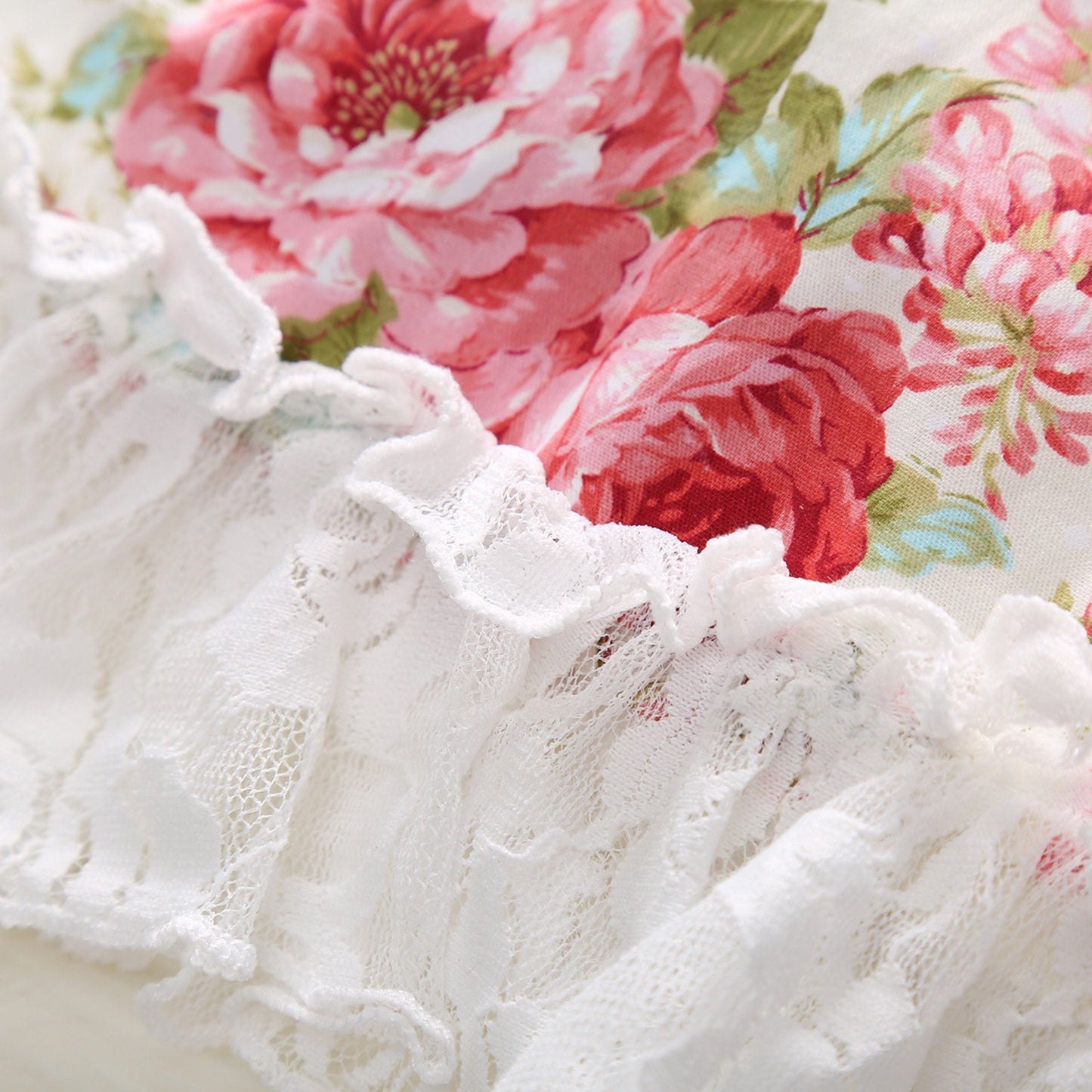 Flower Printed Bloomer Set With Bow