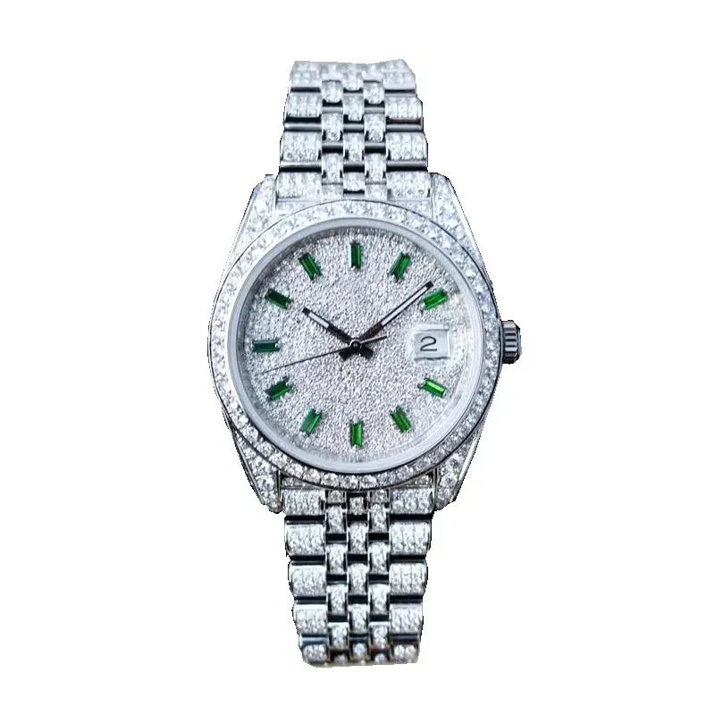 DAZZLING 41MM GREEN NUMERAL DIAL WATCH