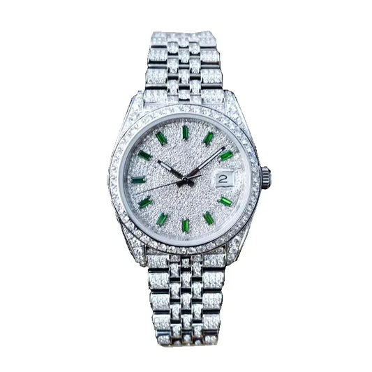 DAZZLING 41MM GREEN NUMERAL DIAL WATCH