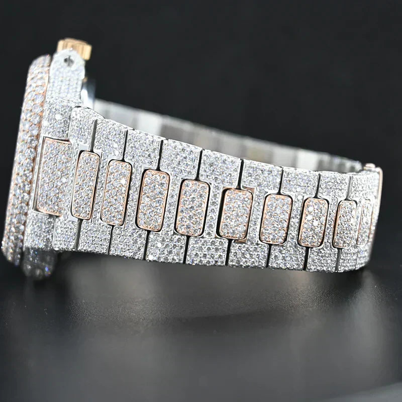 Swiss Eta Automatic Movement Two Tone VVS Moissanite Diamond Watch