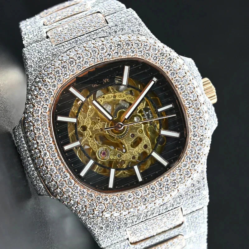 Swiss Eta Automatic Movement Two Tone VVS Moissanite Diamond Watch