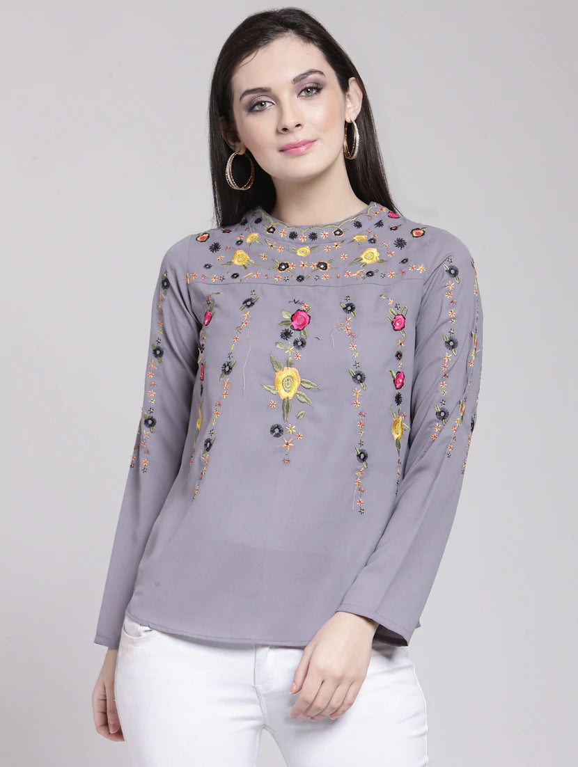 Long Sleeved Embroidered Top