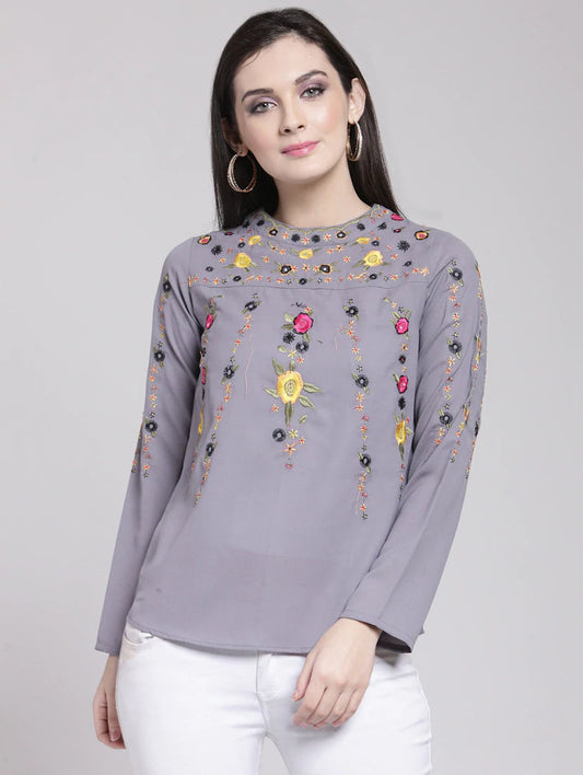 Long Sleeved Embroidered Top