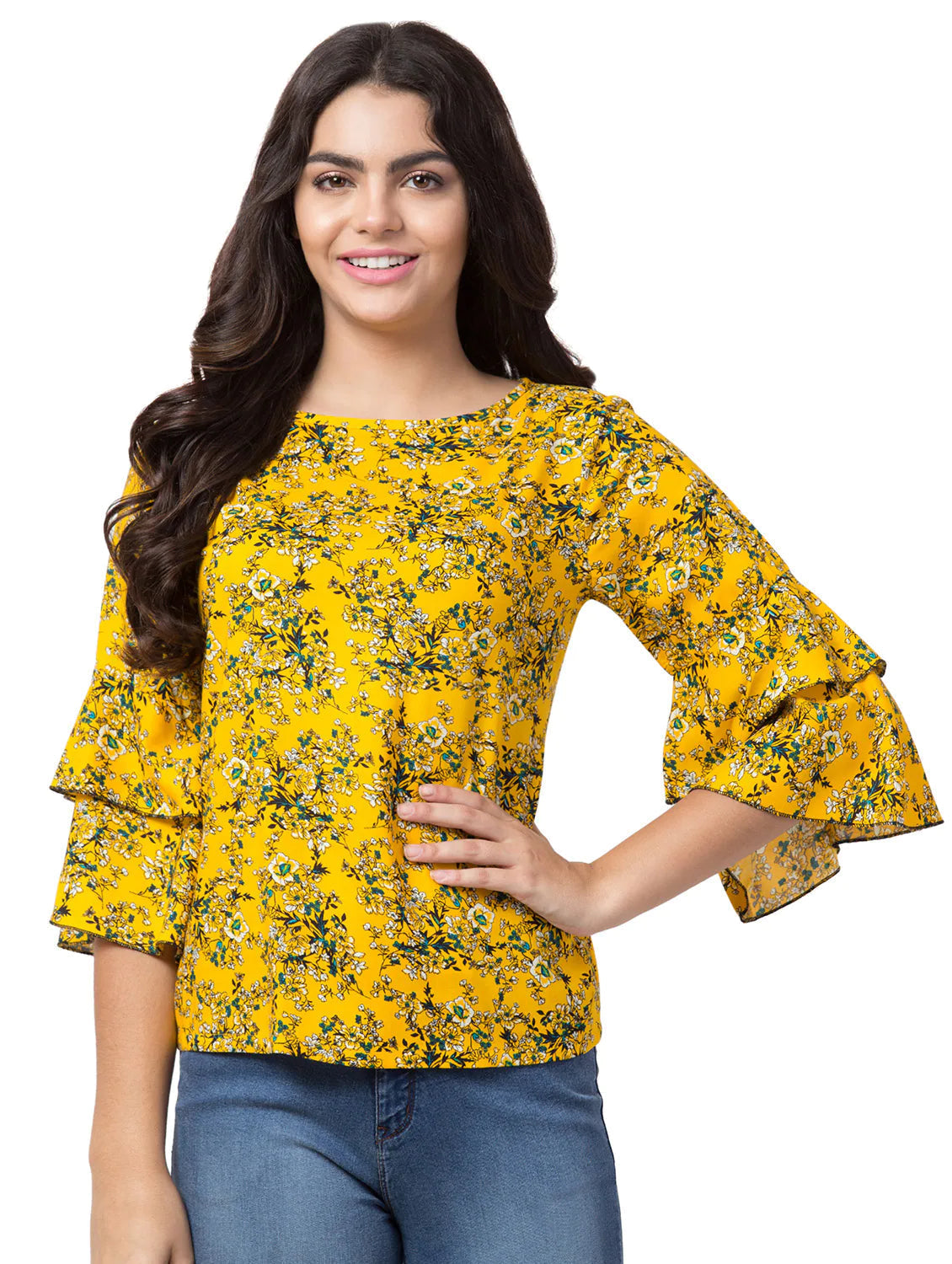 Bell Sleeved Floral Top