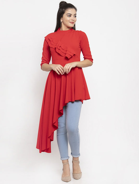 Ruffle Detail High-Low Top