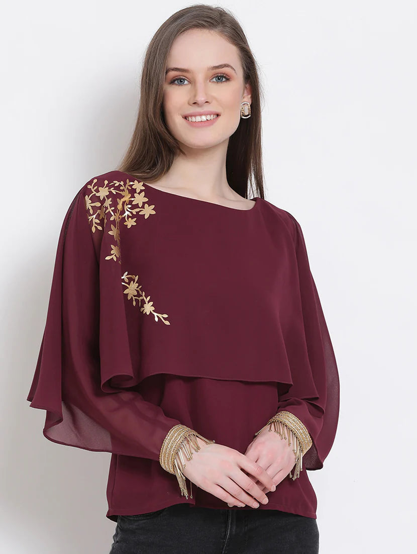 Boat Neck Embellished Top