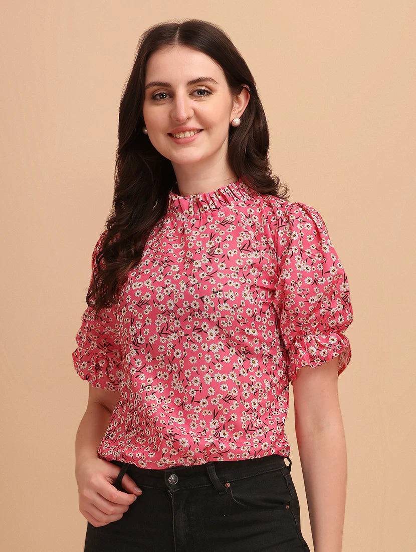 Floral Print Ruffle Top