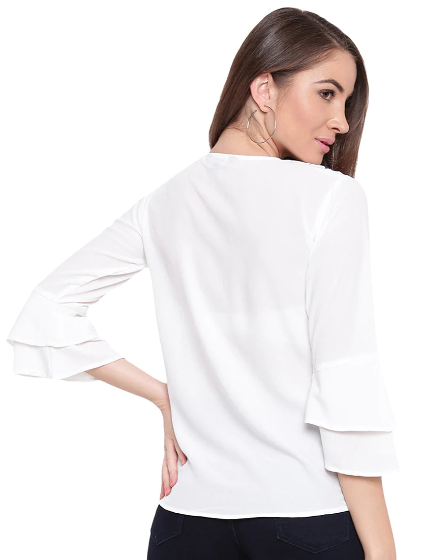 Embroidered Detail Bell Sleeved Top