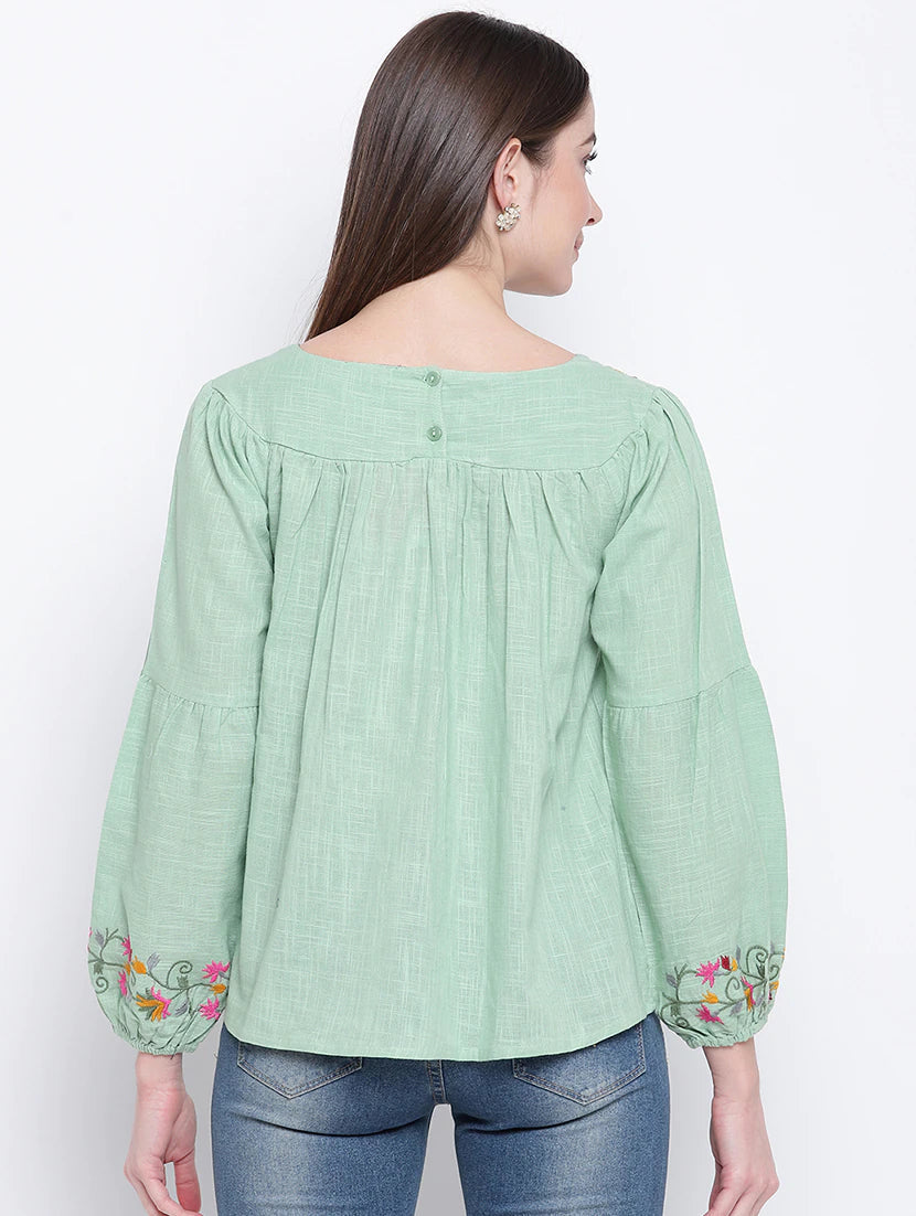 Long Sleeves Embroidered Top