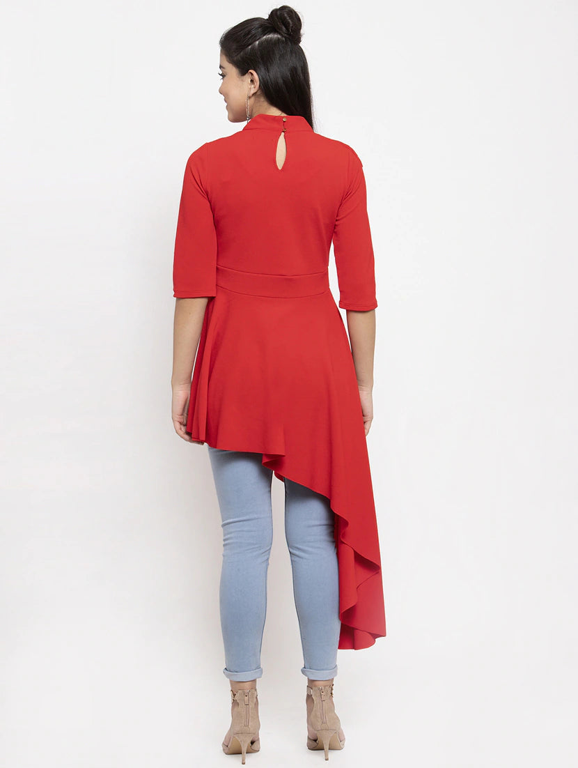 Ruffle Detail High-Low Top