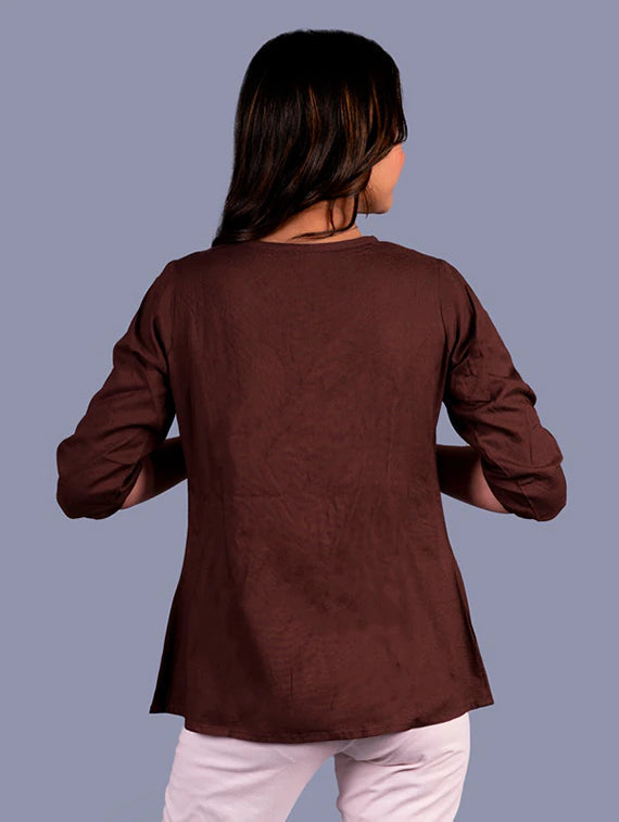 Brown Rayon Regular Top
