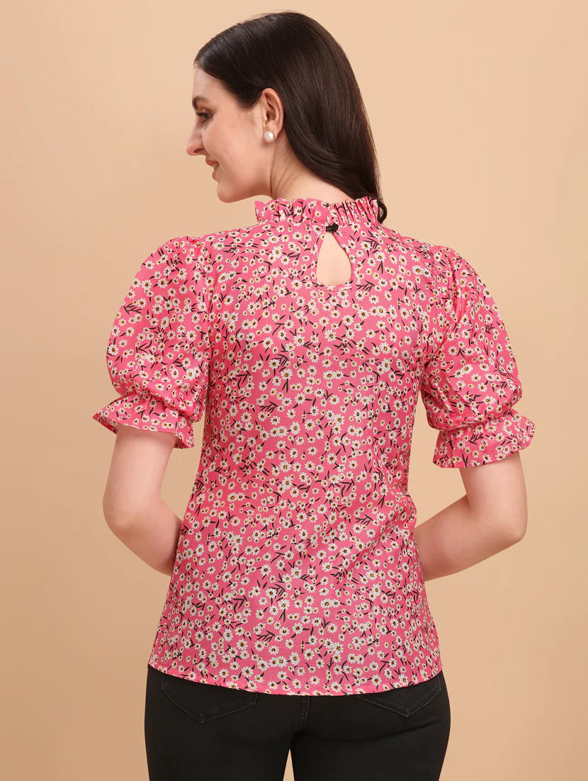 Floral Print Ruffle Top