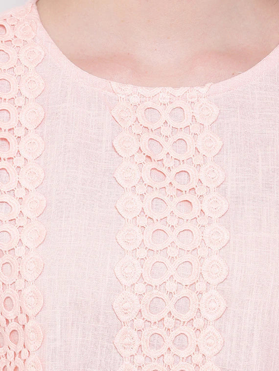 Rosewater Pink Lace Detail Bell Sleeved Top