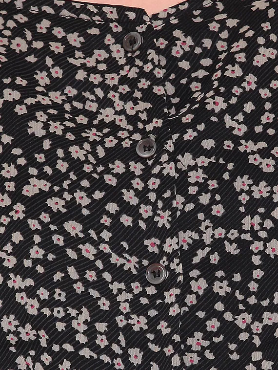 Tie Front Button-Up Floral Top