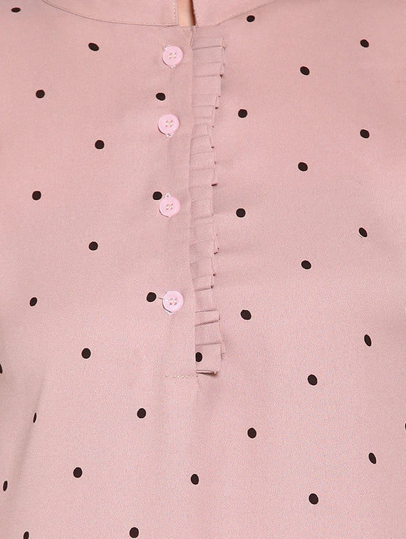 Mandarin Neck Polka Dot Top