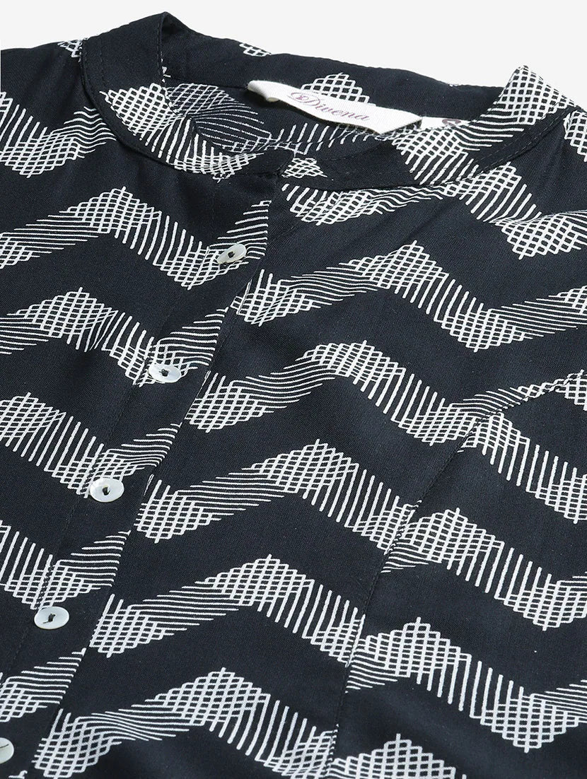 Mandarin Neck Printed Top