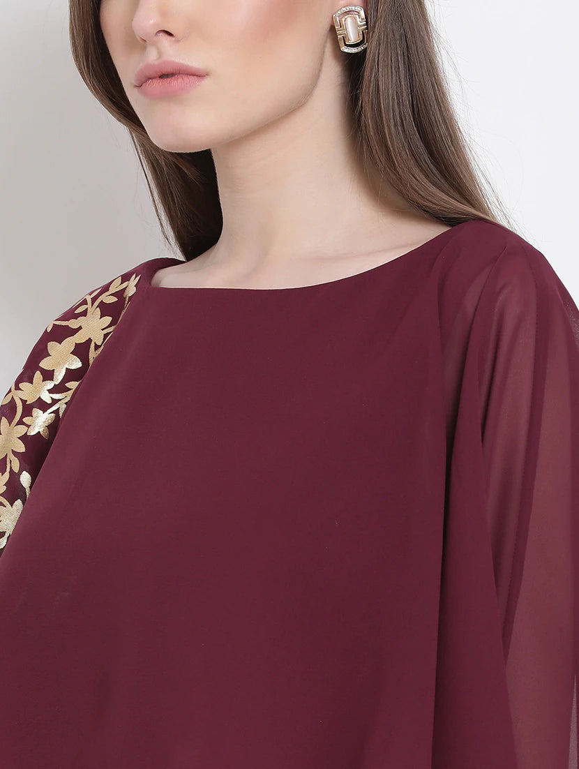 Boat Neck Embellished Top